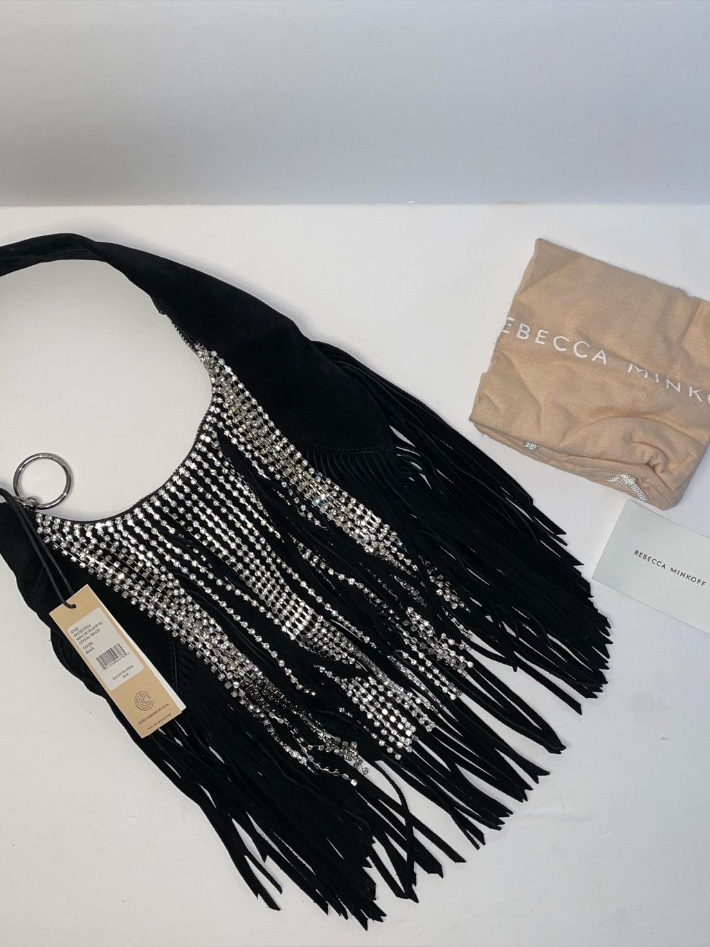Nwt Rebecca Minkoff Mini Croissant W/ Crystal Fringe Purse